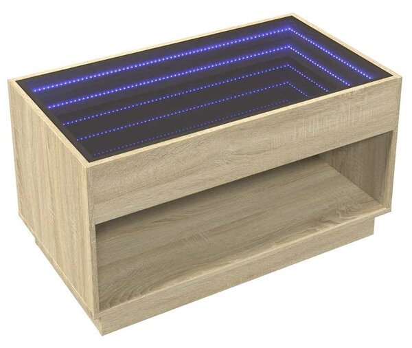 Sonoma tölgy végtelen hatású LED-es dohányzóasztal 90x50x50 cm