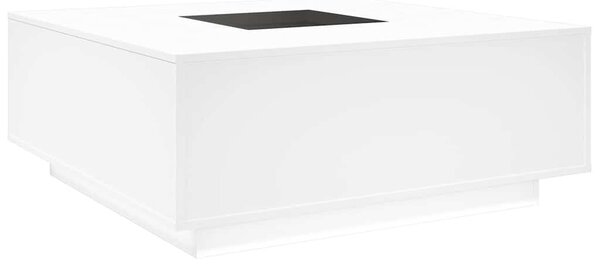Fehér végtelen hatású LED-es dohányzóasztal 100 x 100 x 40 cm