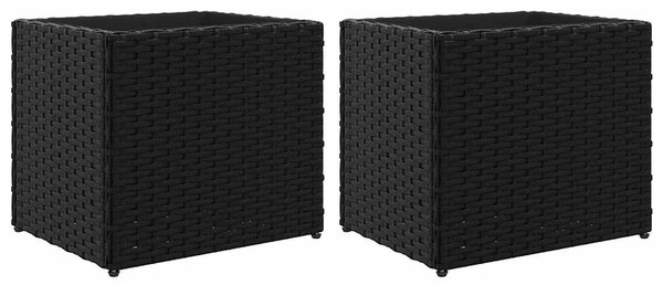 2 db fekete polyrattan kerti ültetőláda 36x30x32 cm