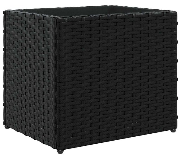 2 db fekete polyrattan kerti ültetőláda 36x30x32 cm