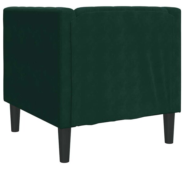 Sötétzöld bársony Chesterfield kanapéfotel