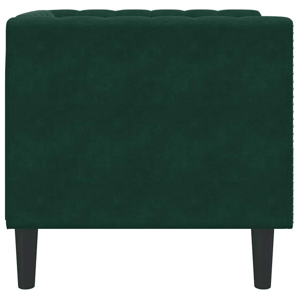 Sötétzöld bársony Chesterfield kanapéfotel