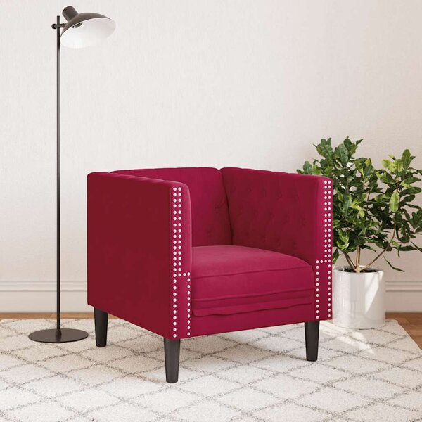 Bordó bársony Chesterfield kanapéfotel