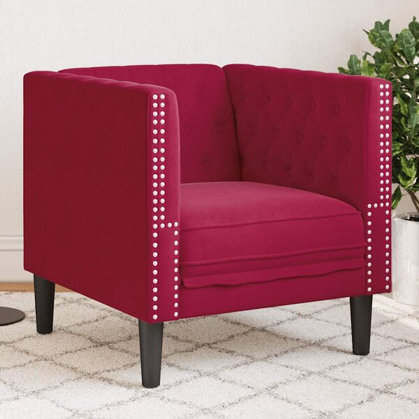 Bordó bársony Chesterfield kanapéfotel