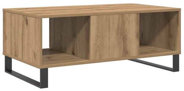 Kézműves tölgy színű szerelt fa dohányzóasztal 90x50x36,5 cm