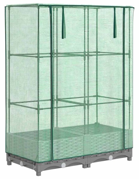 Rattan megjelenésű magaságyás melegháztakaróval 80x40x123 cm
