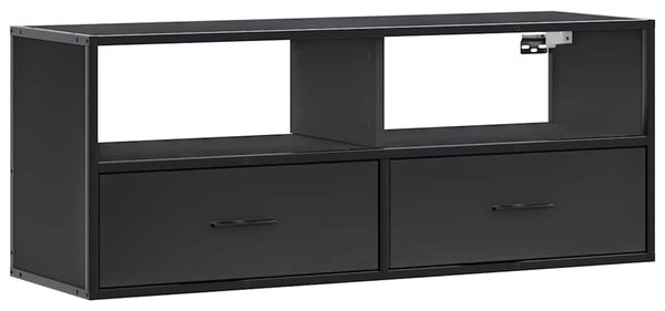 Fekete szerelt fa és fém TV-szekrény 100x31x39,5 cm