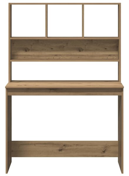 Kézműves tölgy szerelt fa íróasztal polcokkal 102 x 45 x 148 cm