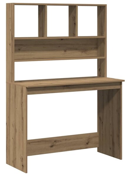 Kézműves tölgy szerelt fa íróasztal polcokkal 102 x 45 x 148 cm