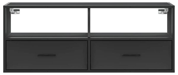 Fekete szerelt fa és fém TV-szekrény 100x31x39,5 cm