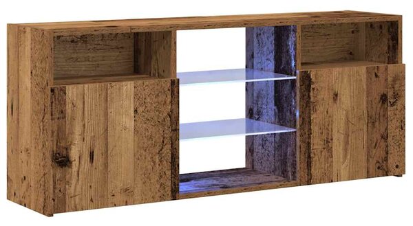 Antik fa színű szerelt fa TV-szekrény LED-ekkel 120x30x50 cm