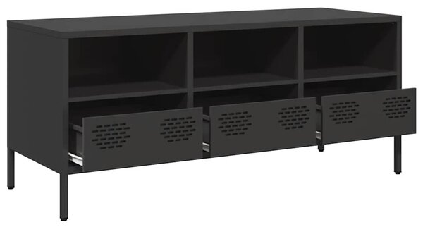 Fekete hidegen hengerelt acél TV-szekrény 101,5 x 39 x 43,5 cm