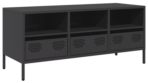 Fekete hidegen hengerelt acél TV-szekrény 101,5 x 39 x 43,5 cm