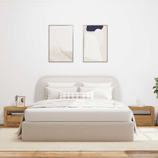 2 db kézműves tölgy színű éjjeliszekrény LED-del 60 x 35 x 40cm