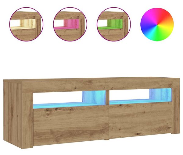 2 db kézműves tölgy színű éjjeliszekrény LED-del 60 x 35 x 40cm