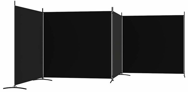 4 paneles fekete szövet térelválasztó 698x180 cm