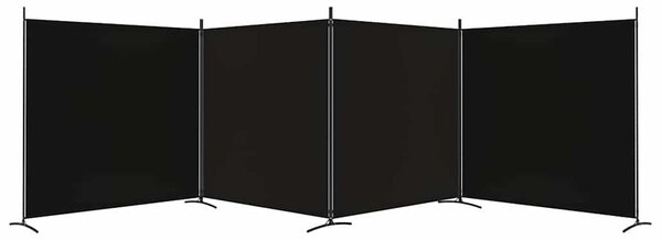 4 paneles fekete szövet térelválasztó 698x180 cm