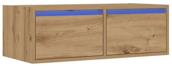 Kézműves tölgy színű TV-szekrény LED-lámpákkal 75x35,5x25 cm