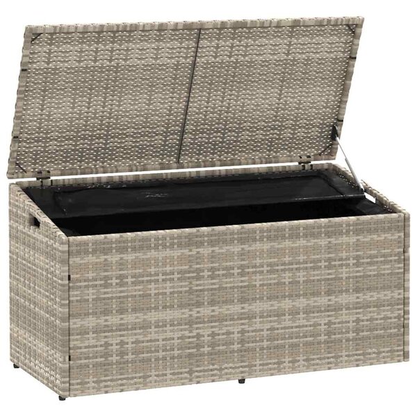 Világosszürke polyrattan kerti tárolóláda 110x50x58 cm