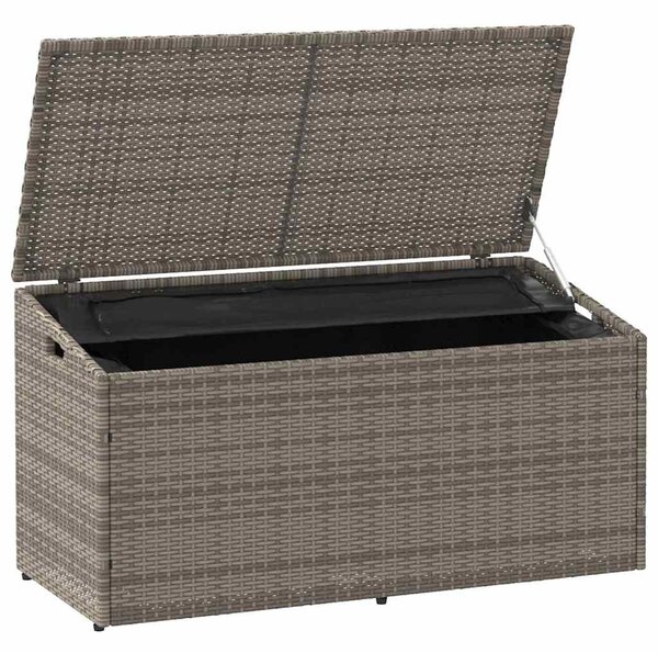 Szürke polyrattan kerti tárolóláda 110 x 50 x 58 cm