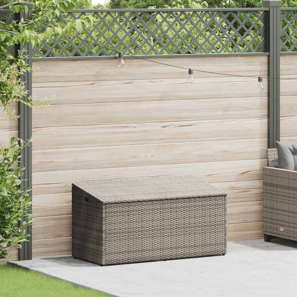 Szürke polyrattan kerti tárolóláda 110 x 50 x 58 cm