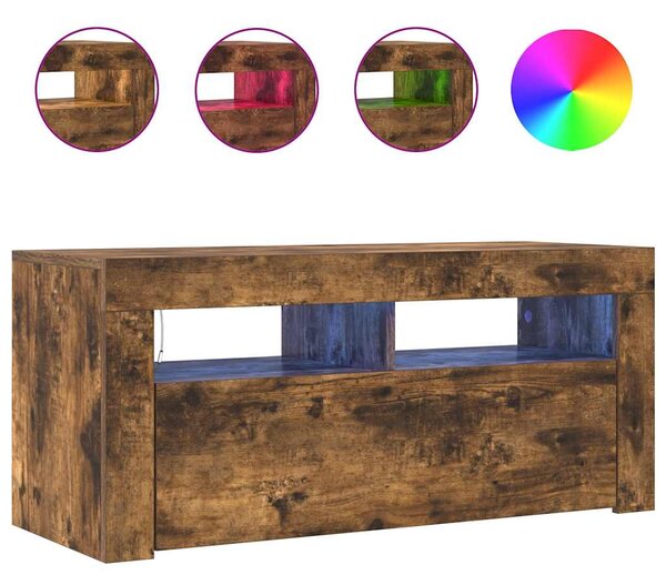 Füstös tölgy színű TV-szekrény LED-világítással 90 x 35 x 40 cm