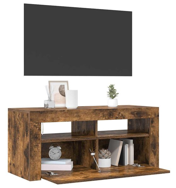Füstös tölgy színű TV-szekrény LED-világítással 90 x 35 x 40 cm