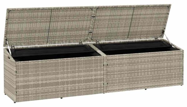 Világosszürke polyrattan kerti tárolóláda 220x50x58 cm
