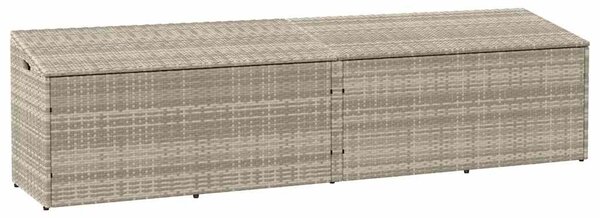 Világosszürke polyrattan kerti tárolóláda 220x50x58 cm