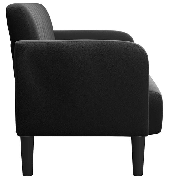 Fekete bársony loveseat kanapé 109 cm