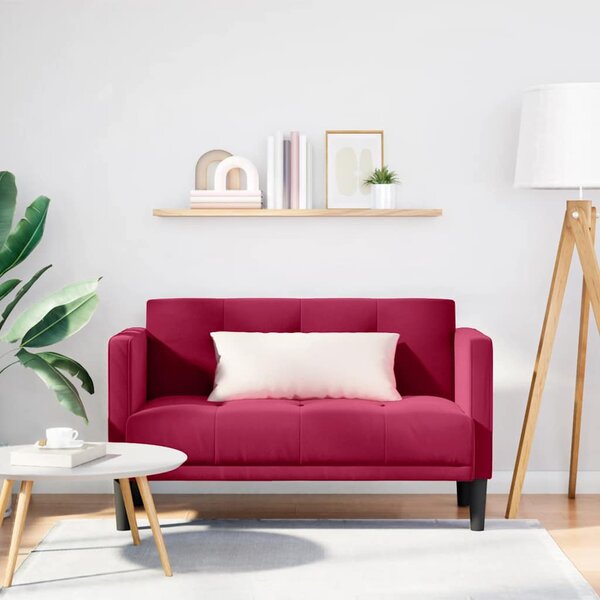 Bordó bársony loveseat kanapé 111 cm
