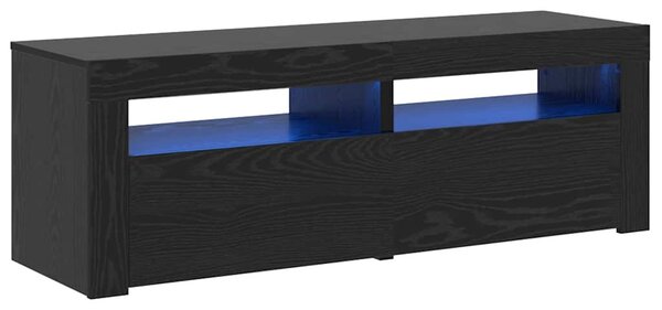 Fekete tölgy szerelt fa TV-szekrény LED-ekkel 120x35x40 cm