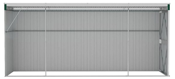 Zöld acél falhoz erősíthető kerti fészer 118 x 382 x 178 cm