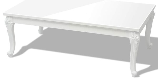 Magasfényű fehér dohányzóasztal 115 x 65 x 42 cm