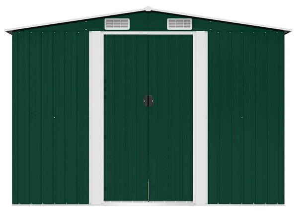 Zöld fém kerti fészer 257 x 205 x 178 cm