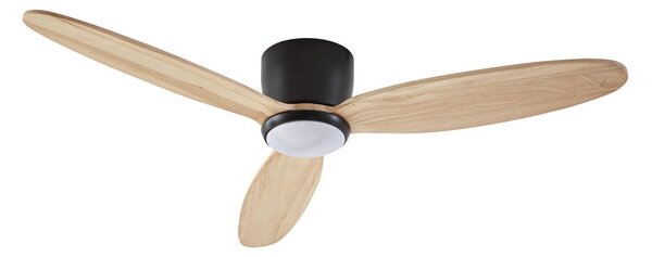 Lignia LED mennyezeti ventilátor, fekete/fa, CCT, dimmelhető, Ø 132 cm, DC – Lucande, Lignia, dimmable, Fa, Nappali, Fa, Skandináv