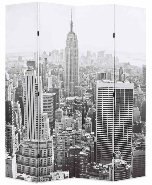 Fekete-fehér New York mintás paraván 160 x 170 cm