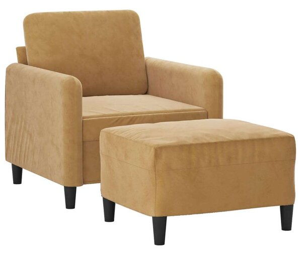 VidaXL barna bársony kanapéfotel lábtartóval 60 cm