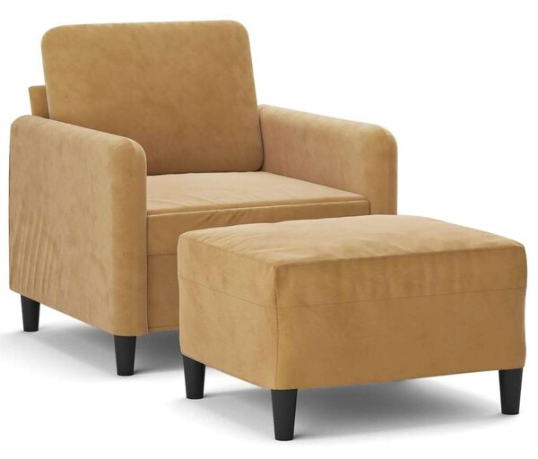 VidaXL barna bársony kanapéfotel lábtartóval 60 cm