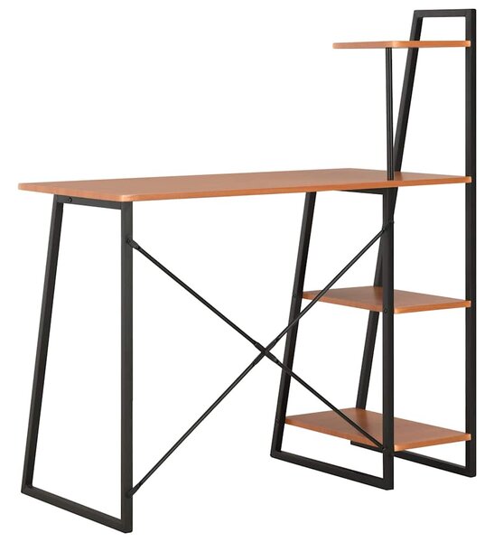 Fekete és barna íróasztal polcrendszerrel 102 x 50 x 117 cm