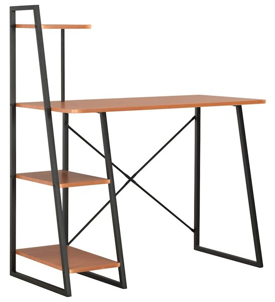 Fekete és barna íróasztal polcrendszerrel 102 x 50 x 117 cm