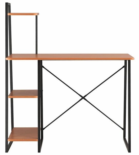 Fekete és barna íróasztal polcrendszerrel 102 x 50 x 117 cm