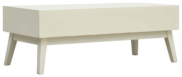 Szürke 2 fiókos faragott fa dohányzóasztal 110 x 50 x 40 cm