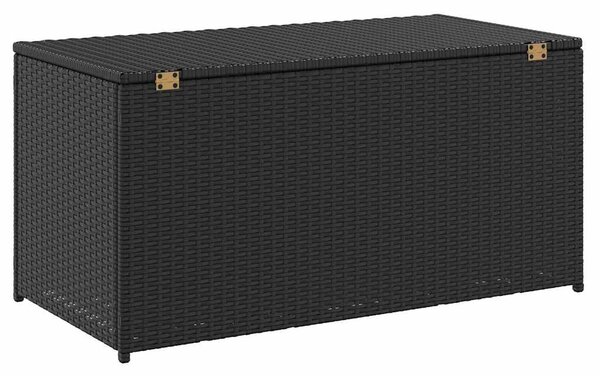 Fekete polyrattan kerti tárolóláda 100 x 50 x 50 cm