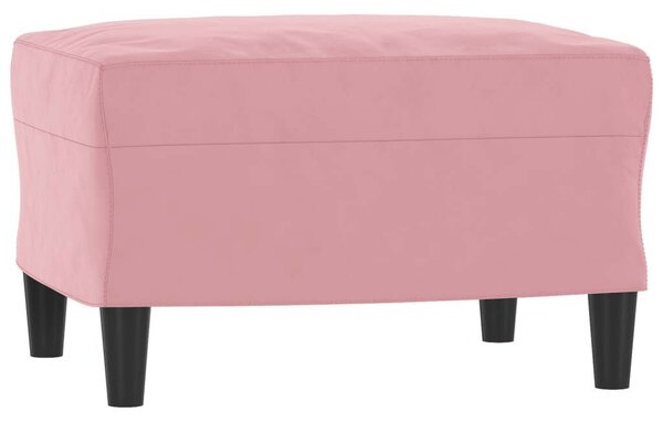 Rózsaszín bársony kanapéfotel lábtartóval 60 cm