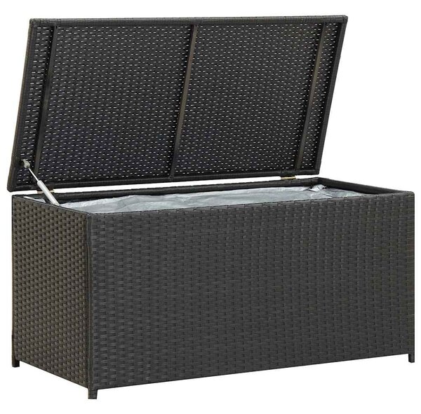 Fekete polyrattan kerti tárolóláda 100 x 50 x 50 cm
