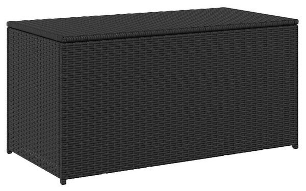 Fekete polyrattan kerti tárolóláda 100 x 50 x 50 cm