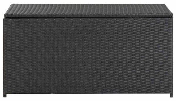 Fekete polyrattan kerti tárolóláda 100 x 50 x 50 cm