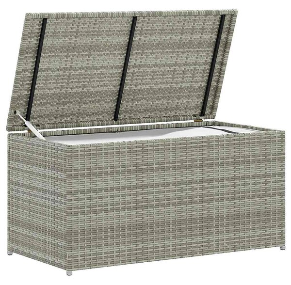 Szürke polyrattan kerti tárolóláda 100 x 50 x 50 cm