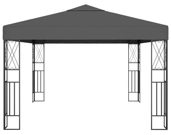 Antracitszürke szövet pavilon LED fényfüzérrel 3 x 4 m